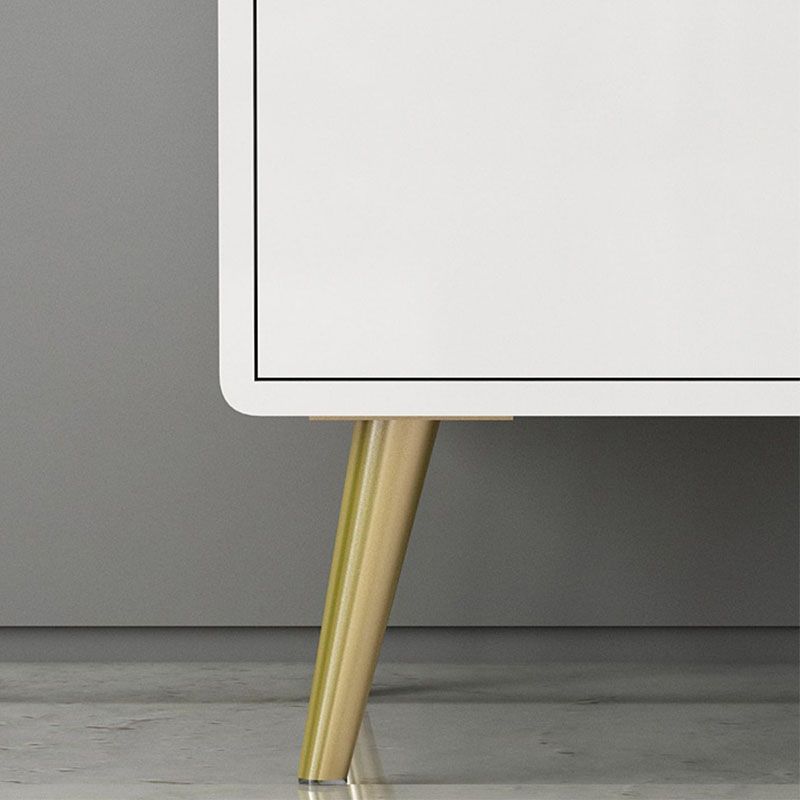 Glam White Storage Chest Dresser Solid Pine Storage Chest with Metal Feet