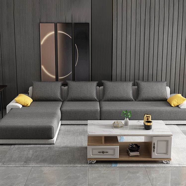 Modern Removable Cushions Slipcovered Sofa with Reversible Chaise