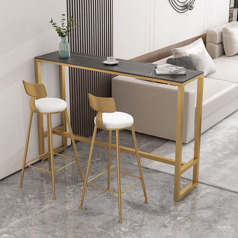 Sintered Stone Bistro Bar Table Footrest Metal Base Bar Table for Living Room