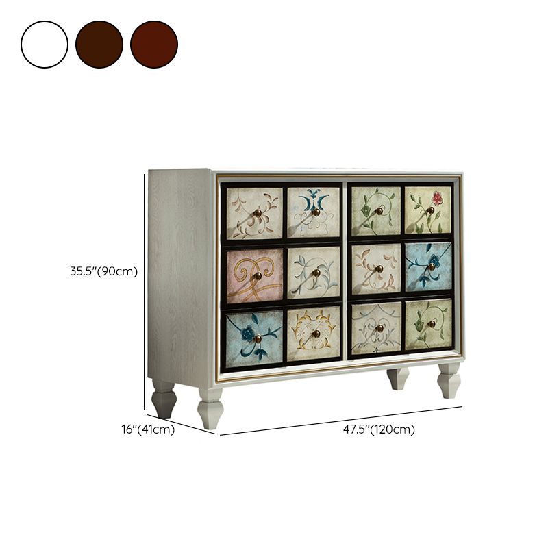 American Traditional Wooden Storage Chest Home Chest with Drawers