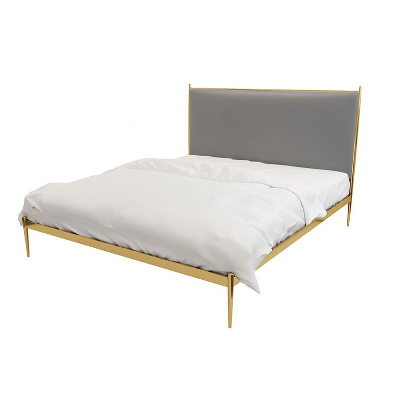 Upholstered Bed Frame Luxurious Metal Standard Bed in Gold Finish