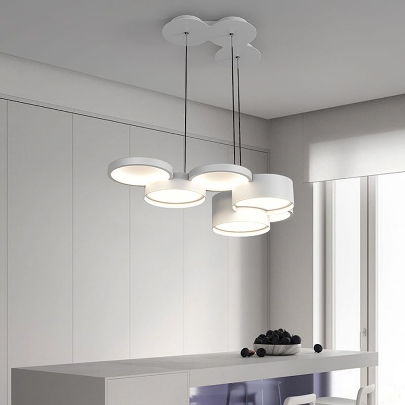 White Island Lamp Modern LED Island Hanging Light with Acrylic Shade for Bedroom