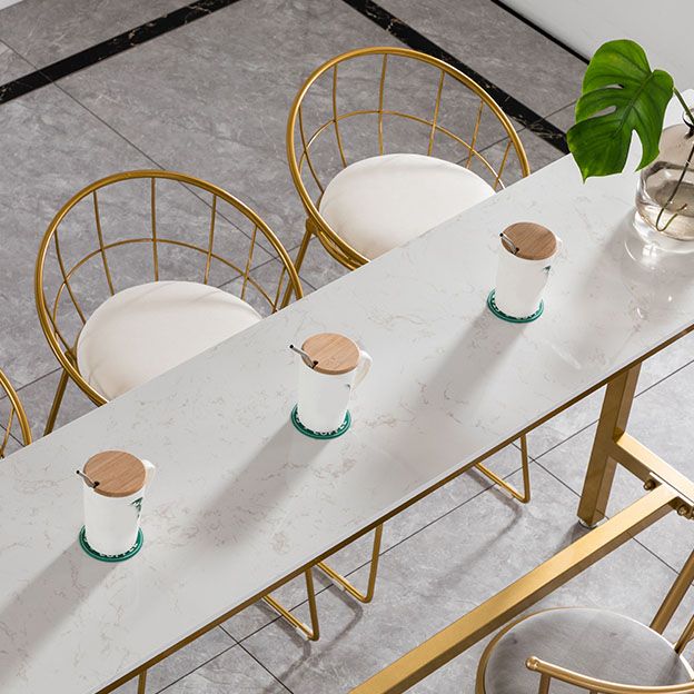 Glam Rectangle Bar Table Set 1/4/7 Pieces Faux Marble Fixed Counter Table Set