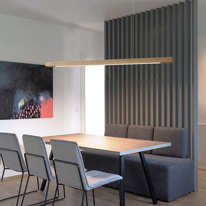 1 Light Linear Island Light Fixtures Modernism Wood Island Pendant Lights for Kitchen