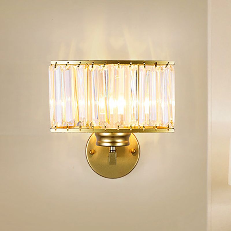 Rectangle Clear Crystal Wall Lamp Modernism 1 Light Gold Finish Wall Lighting Fixture for Corridor