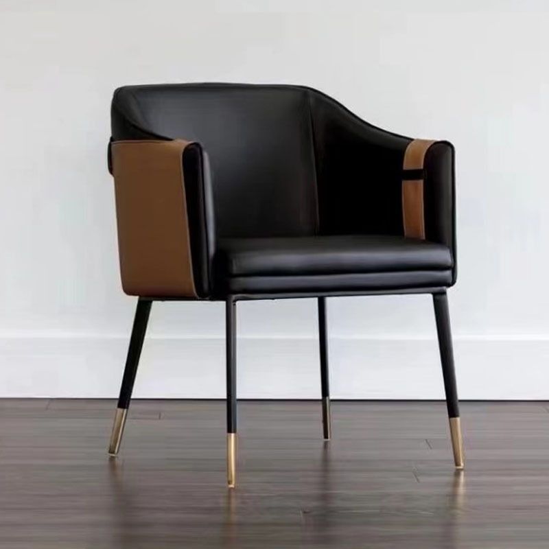 Contemporary Arm Chair Home Faux Leather Upholstered Dining Chair