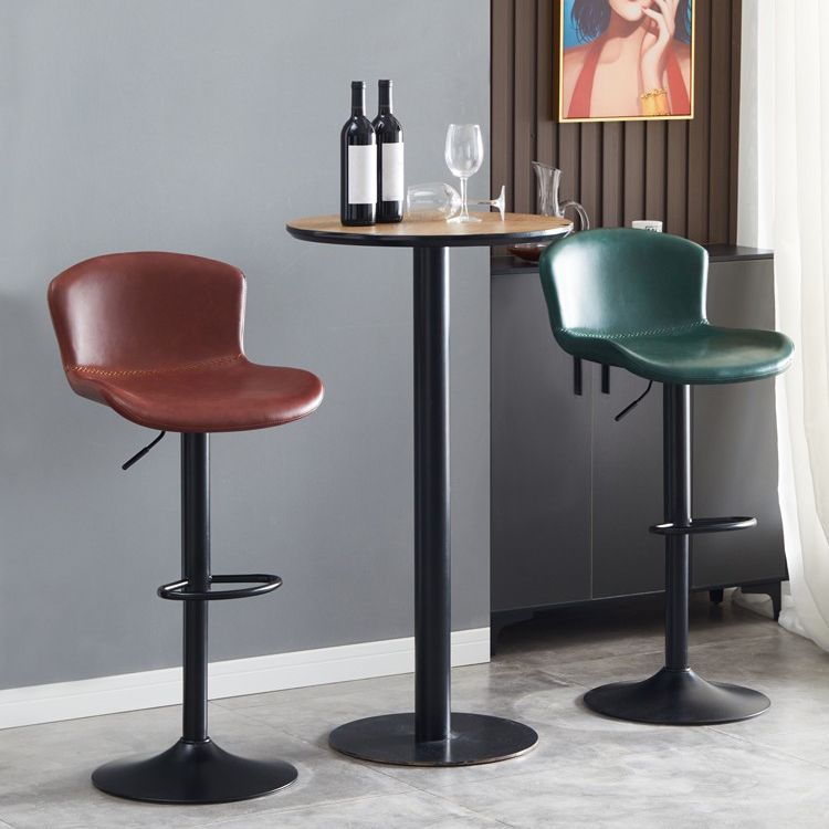 Contemporary Style Adjustable Upholstered Bar Stool with Metal Legs
