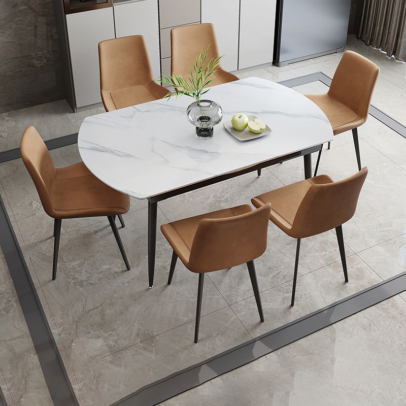 Contemporary Style Round Dining Table Set 1/4/6/7 Pieces Sintered Stone Dining Set
