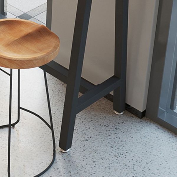 Modern Wood Bistro Bar Table with Rectangle Table Top Black Trestle Table - 42" H