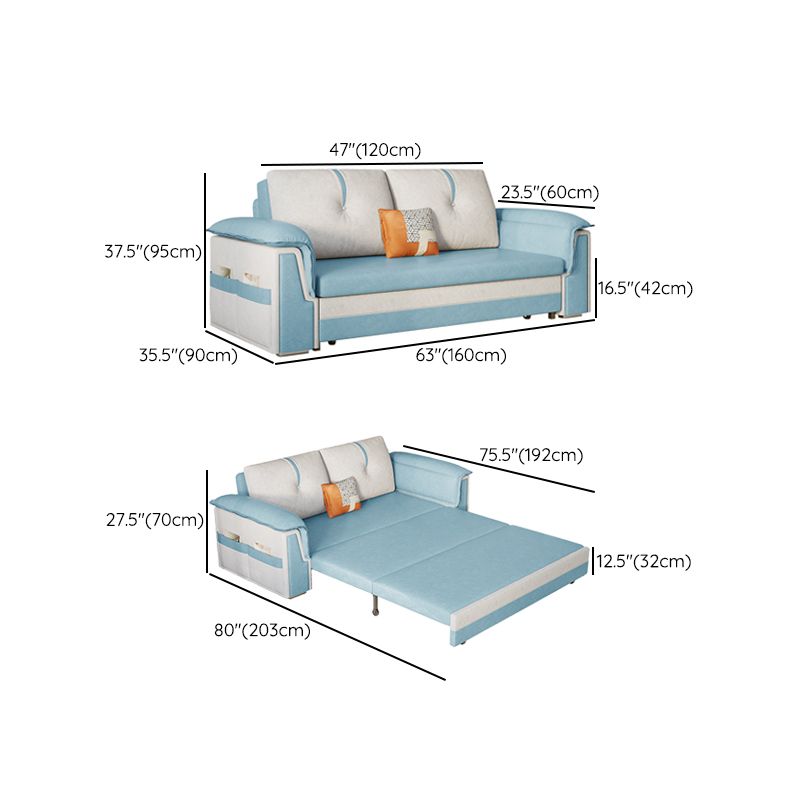 Pillow Back Sleeper Sofa Foldable Square Arms Futon Sleeper Sofa Bed