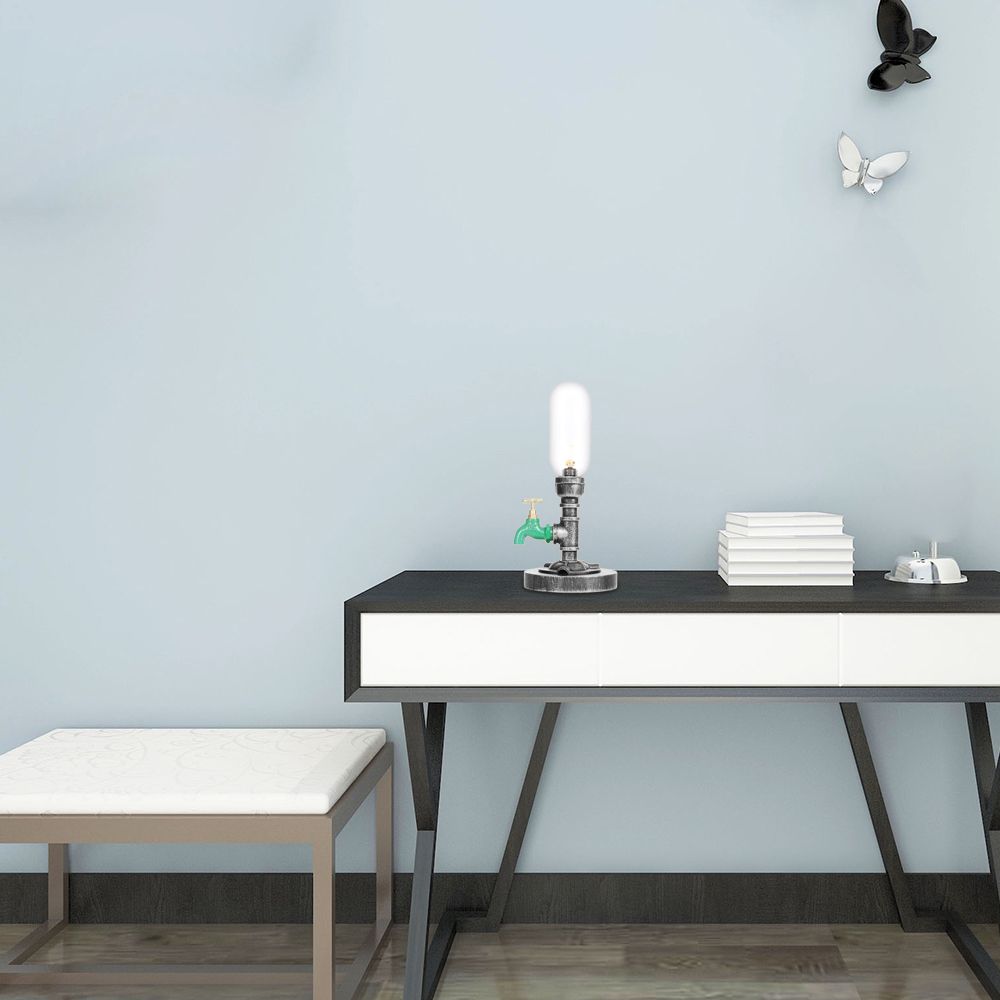 Luz de mesa de sombra de cápsula industrial 1/2 bombillas Amber/lámpara de noche de vidrio transparente con/sin agua Toque Deco para sala de estar