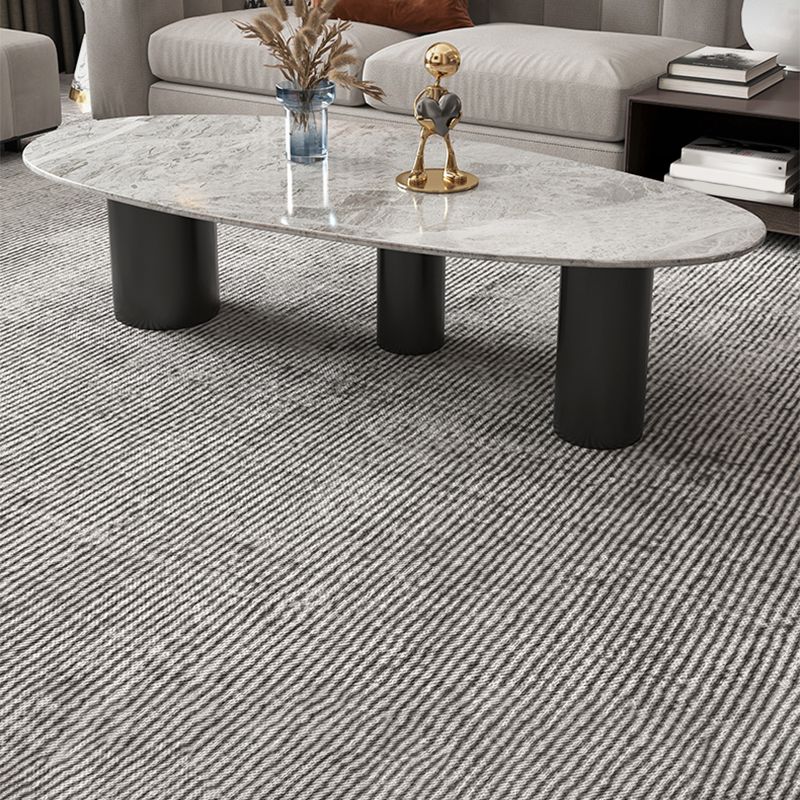 3 Legs Oval Coffee Table Minimalist Slate Coffee Table for Living Room