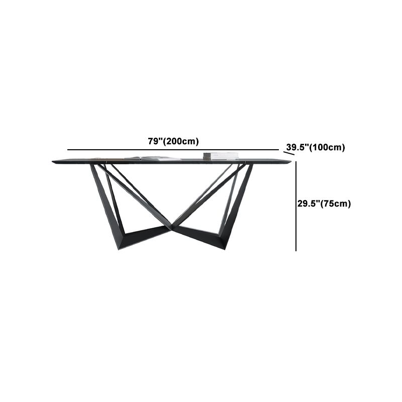 Rectangle Dining Table Set 1/2/7 Pcs Sintered Stone Table with Wingback Chairs