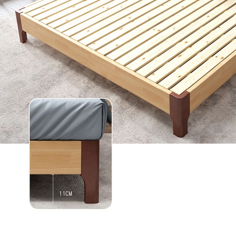 Natural Bed Frame Wood and Upholstered Standard Bed Upholstered Headboard