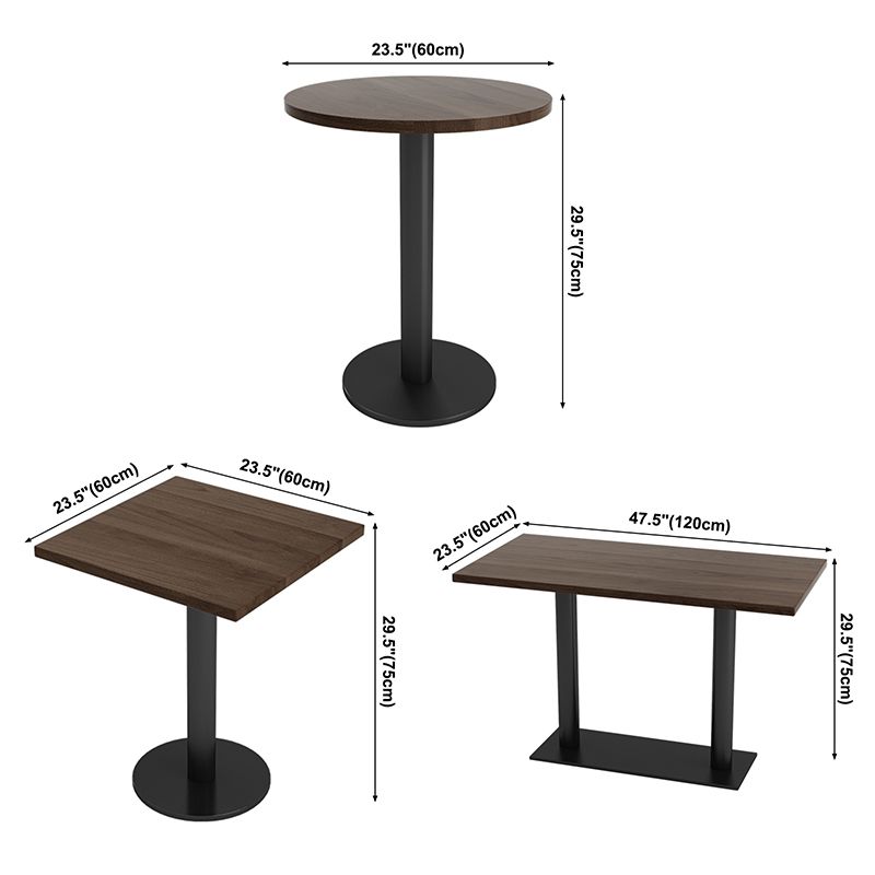 Table à manger industrielle table en bois massif avec base noire pour le dîner de cuisine à la maison