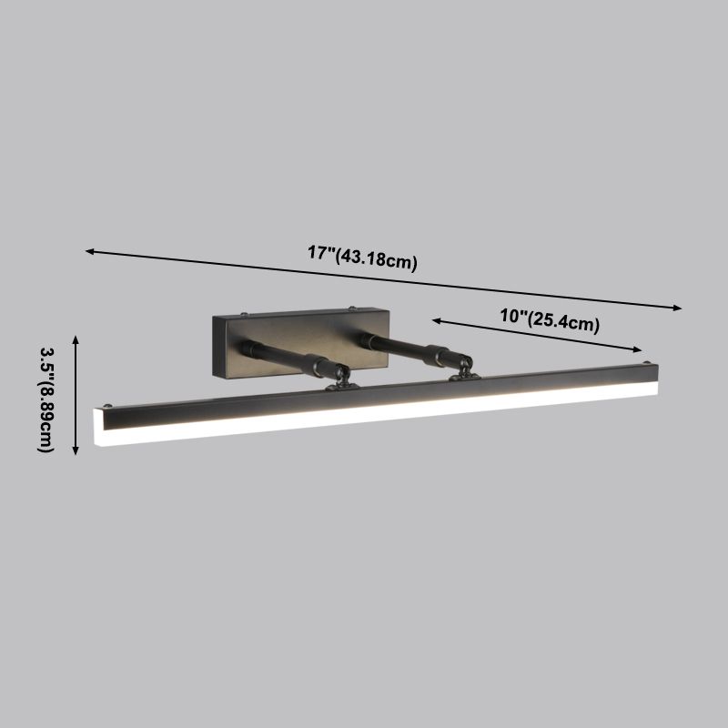 Metal Straight Wall Lamp Nordic Style Black LED Mirror Light for Bathroom