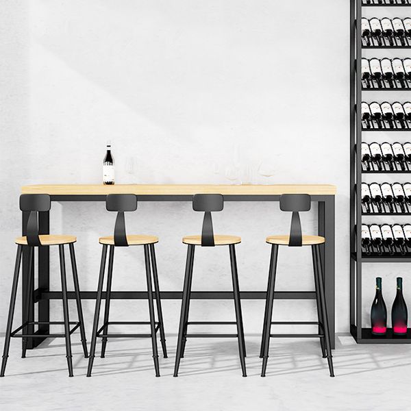 1/5 Pieces Industrial Rectangular Pub Table Set Wooden Counter Table with Armless Stools