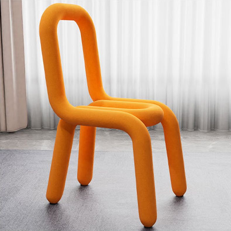 Designer Style Velvet Curved Chair Open Back Matte Finish Dining Chair