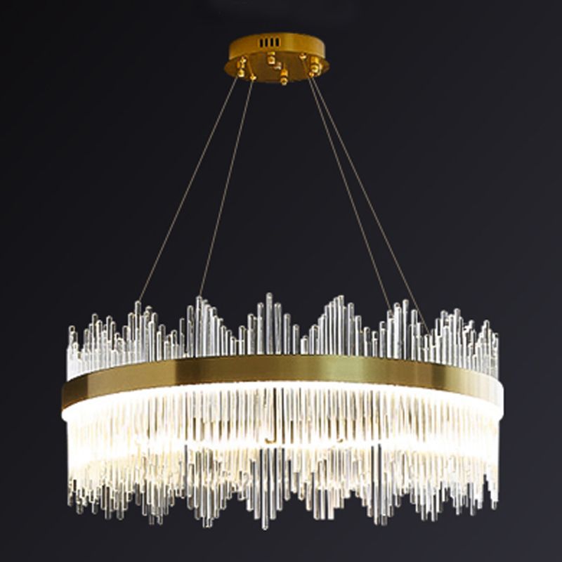 Modern Artistic LED Pendant Light Crystal Circular Chandelier for Living Room