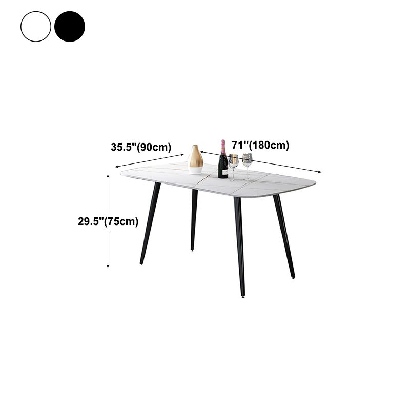 Rectangle Stone Dining Table Modern Dining Table with 4 Black Legs