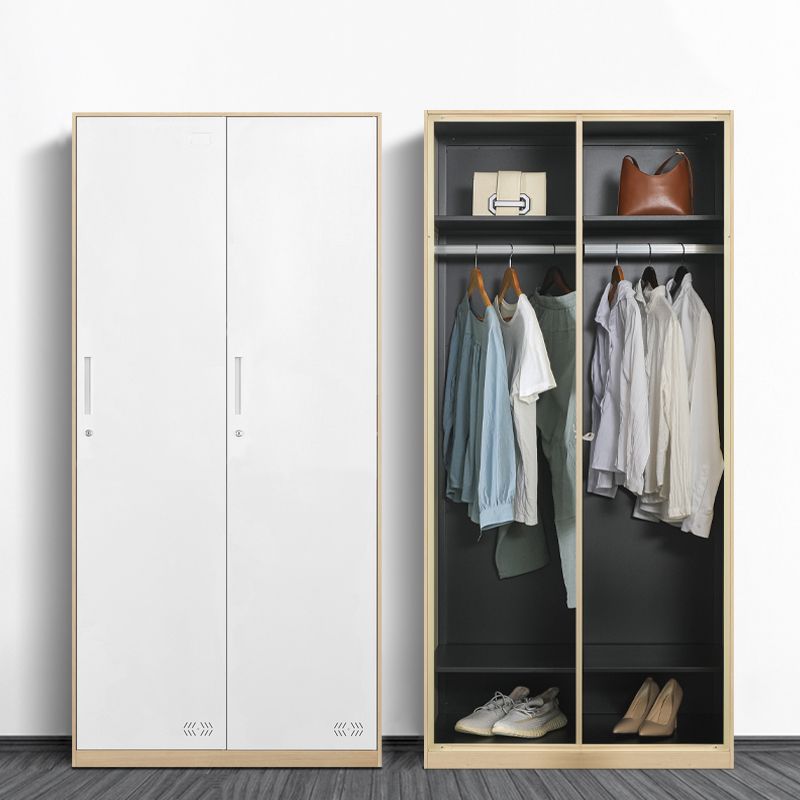 Modern Metal Storage Cabinet with Garment Rod Matte Finish Cabinet for Bathroom