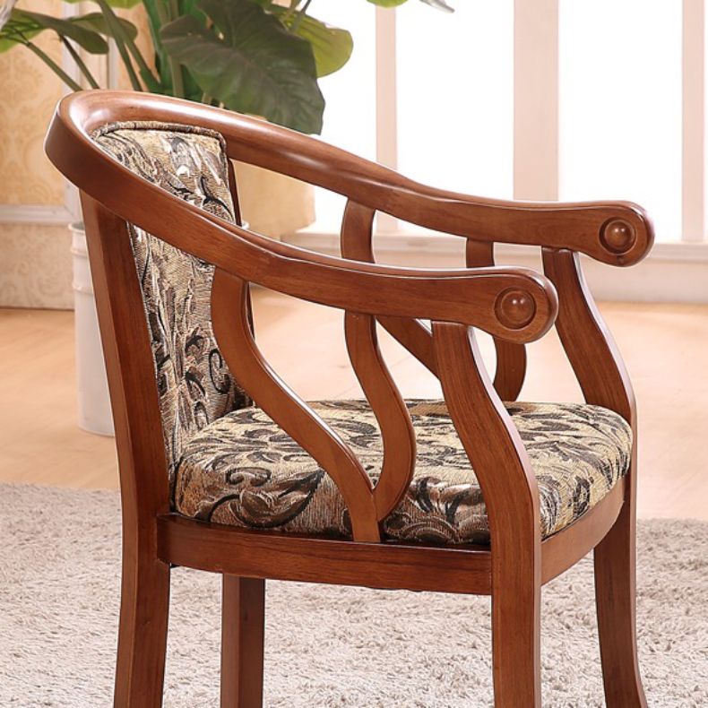 Indoor Solid Wood Frame Dining Arm Chair Upholstered Arm Chair