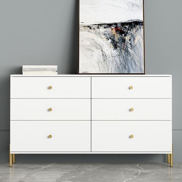 Modern Engineered Wood Sideboard Simple White Buffet Table with Drawer for Dining Room