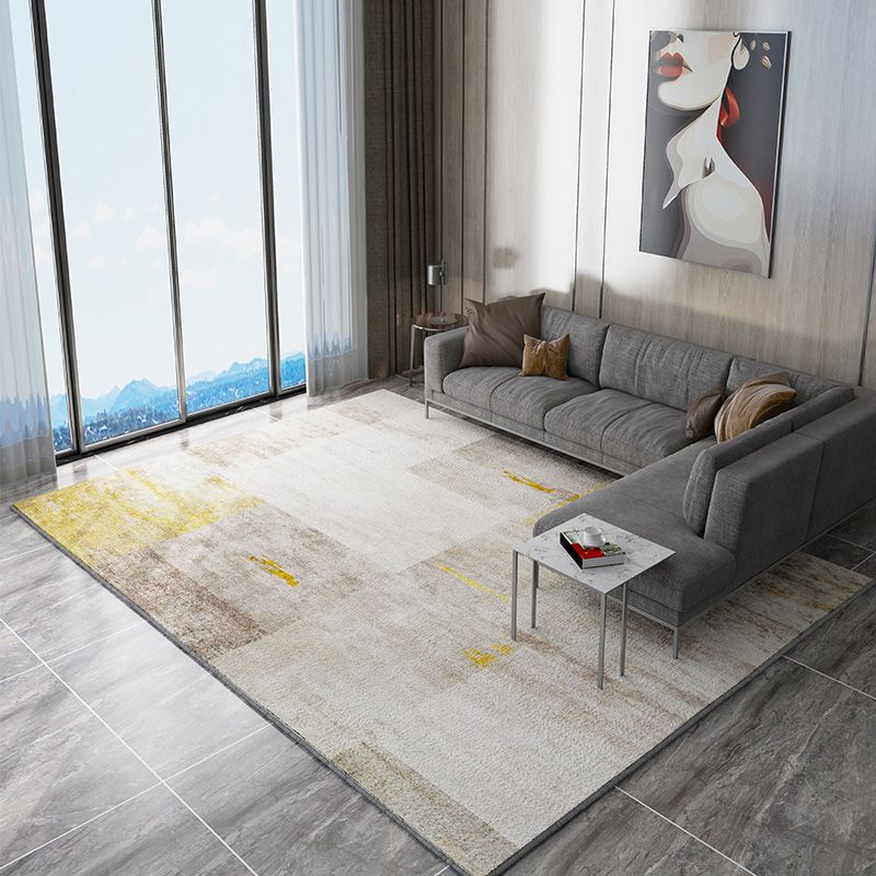 Grey Tone Nordic Area Rug Polyester Blooming Effect Rug Non-Slip Backing Indoor Rug for Living Room