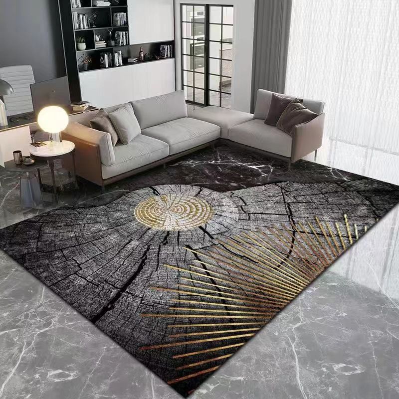 Gold Modern Carpet Polyester Graphic Carpet Stain Resistant Carpet for Living Room