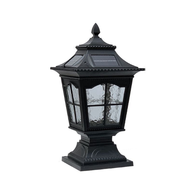 Rectangle Shape Metal Outdoor Light Modern Single Light Solar Pillar Lamp
