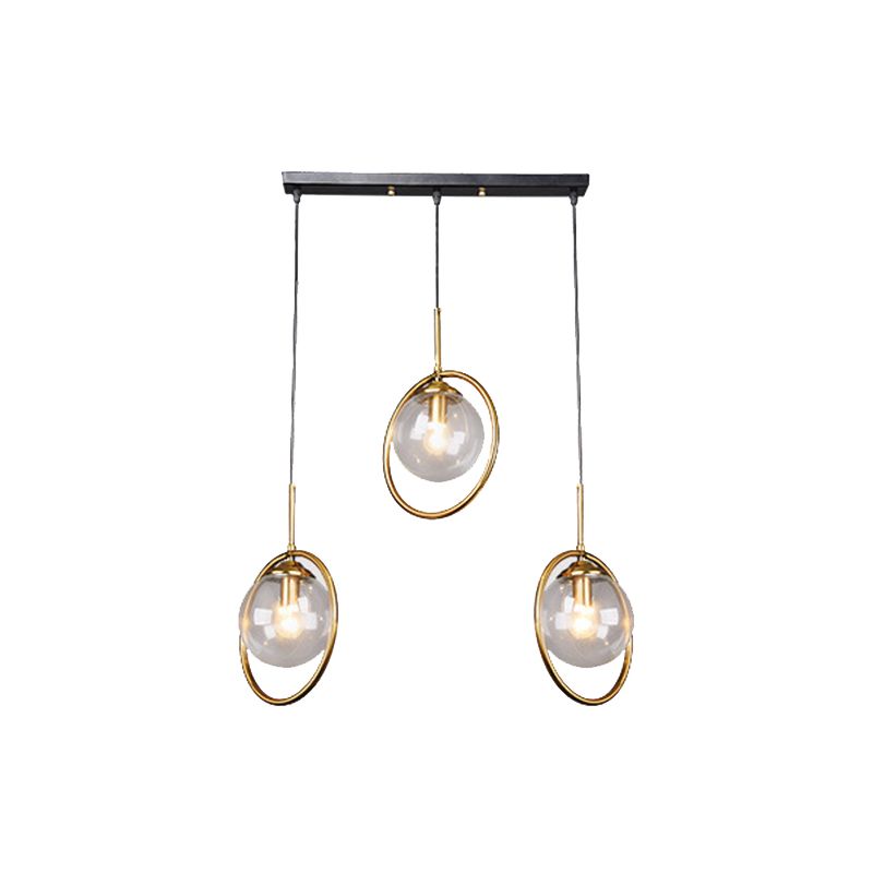 Bol helder glas hangende lichtkit eenvoudige 3-head metalen multi-light hanger voor slaapkamer