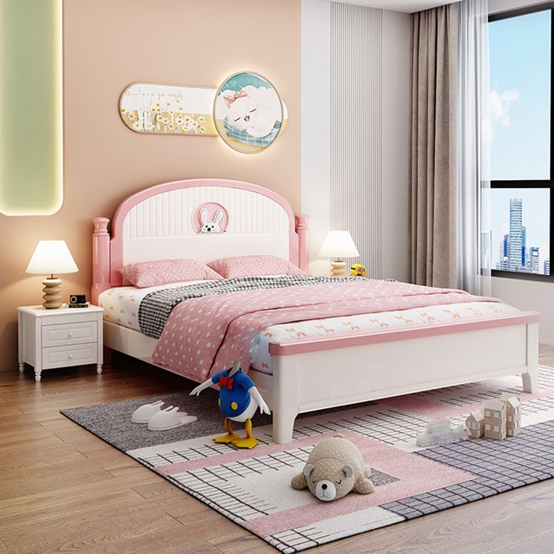 Modern Arched Panel Headboard Standard Bed with Legs in Rubberwood