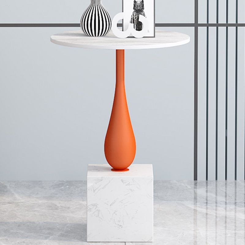 Contemporary Stone Top End Table 23.62" Tall Pedestal Side Table