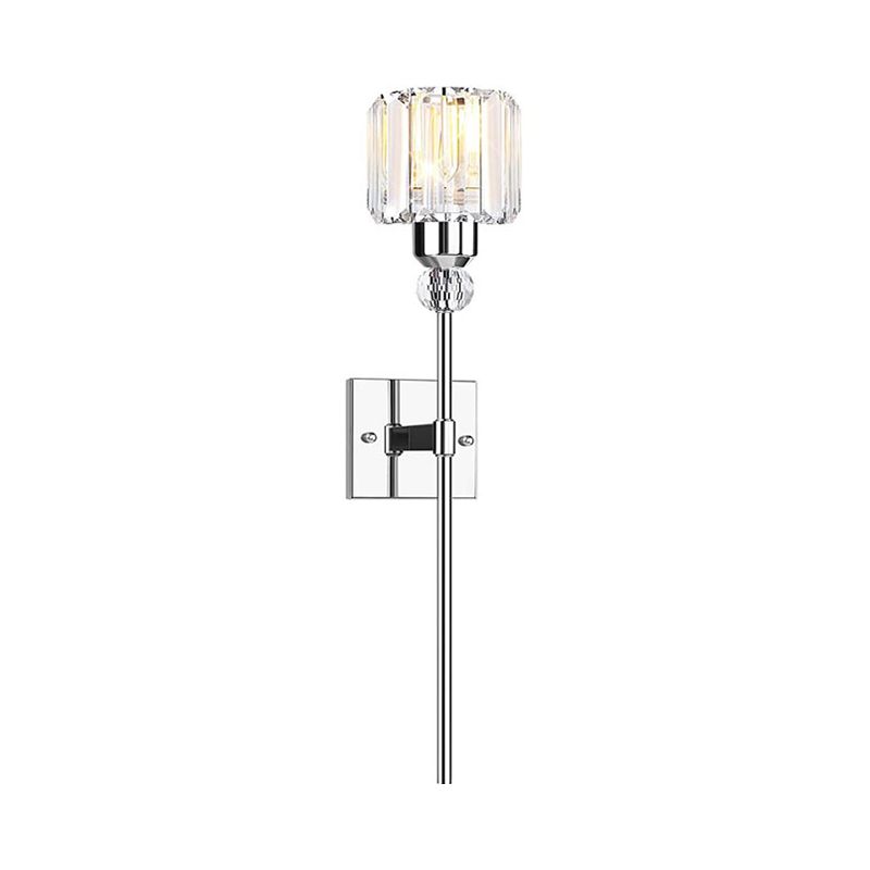 Modernism Single Golden/Chrome Vanity Light Shaded Crystal Bath Bar