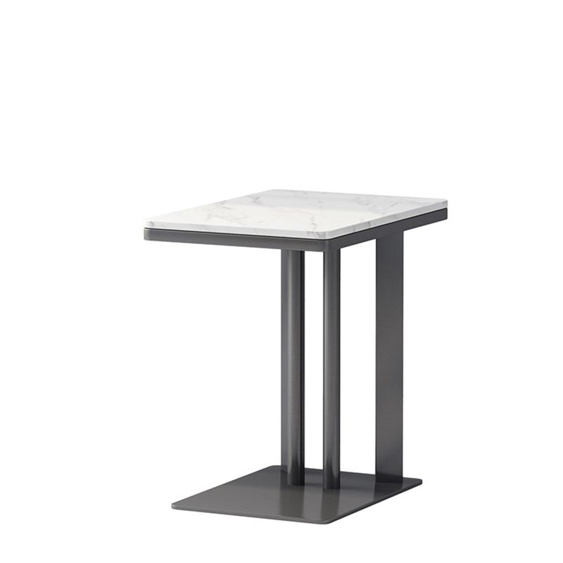 Contemporary Black Slate Top End Table 21.65" Tall C-shape Side Table