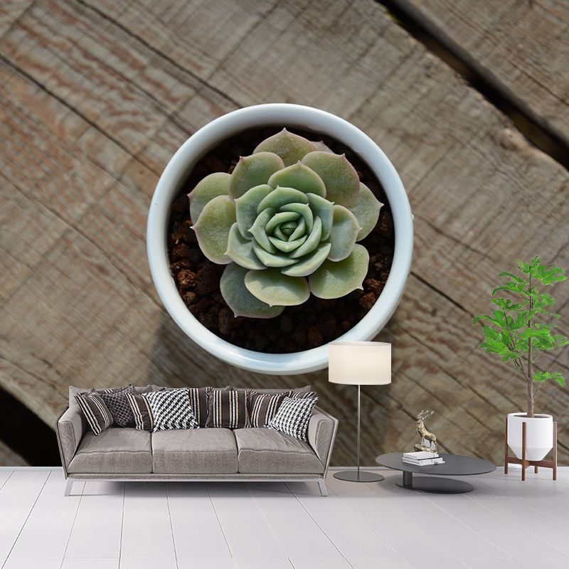 Green Tropical Plant Wall Covering for Study Room, Personalized Size Available