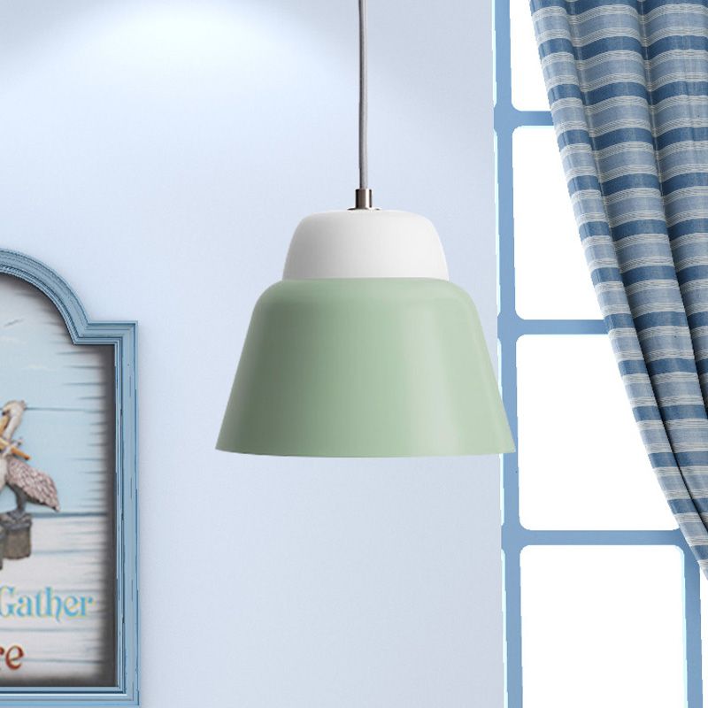 Cone Hanging Light Fixture Macaron Metal 1 Head 6.5"/10.5" Height Pink/Blue/Black Pendant Ceiling Light