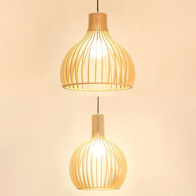 Geometric Shape Wood Hanging Light Modern 1 Light Hanging Light Fixtures in Brown