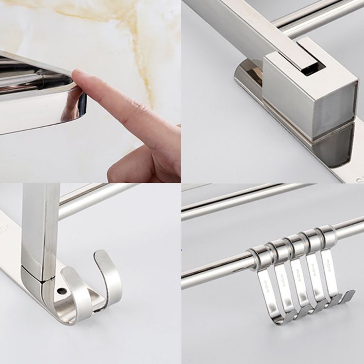 Contemporary Bath Hardware Set in Stainless Steel Chrome Robe Hooks/Towel Bar