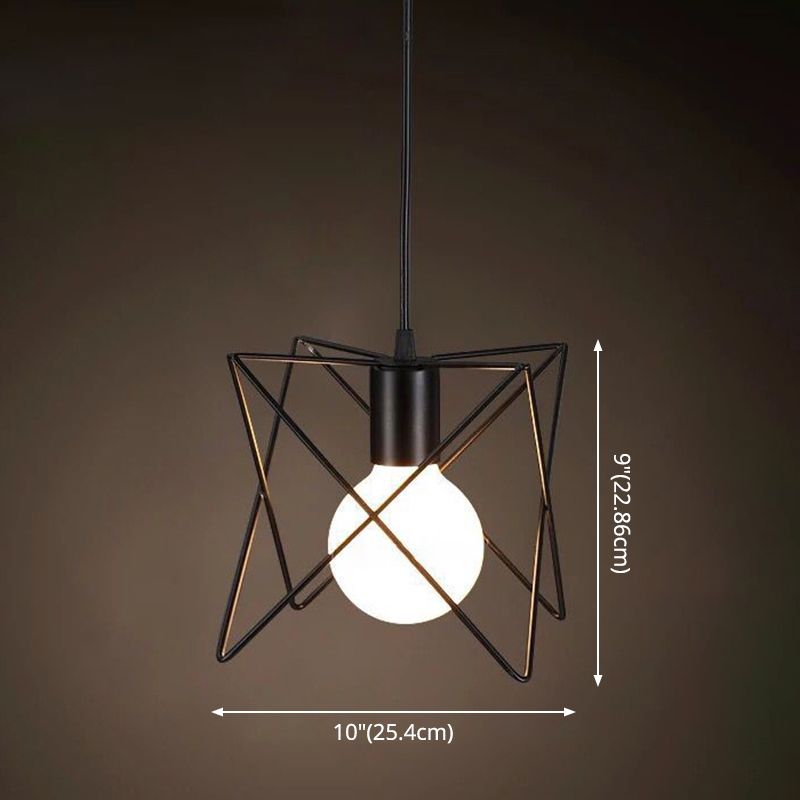 1 licht gekooide hangende verlichtingsarmaturen retro industriële stijl metallic hangende hanglampen voor bar