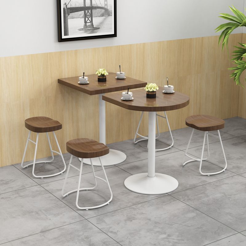 Mesa de comedor marrón de madera maciza, mesa de cocina industrial con base de pedestal de metal