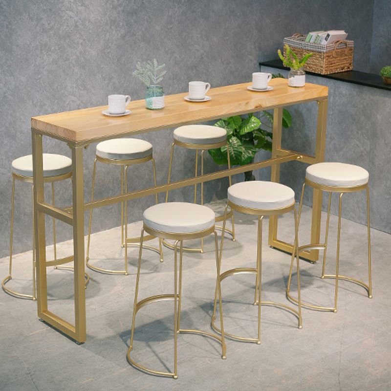 Modern Bar-height Table Solid Wood Top Bistro Pub Table with Gold Base