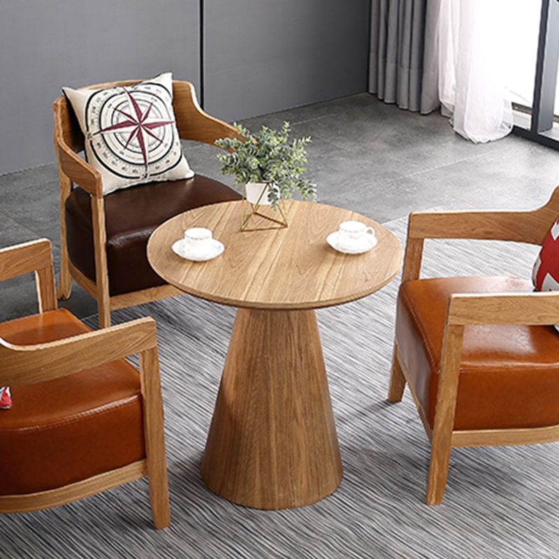 Modernistic Solid Wood Pedestal Round Living Room Side Table