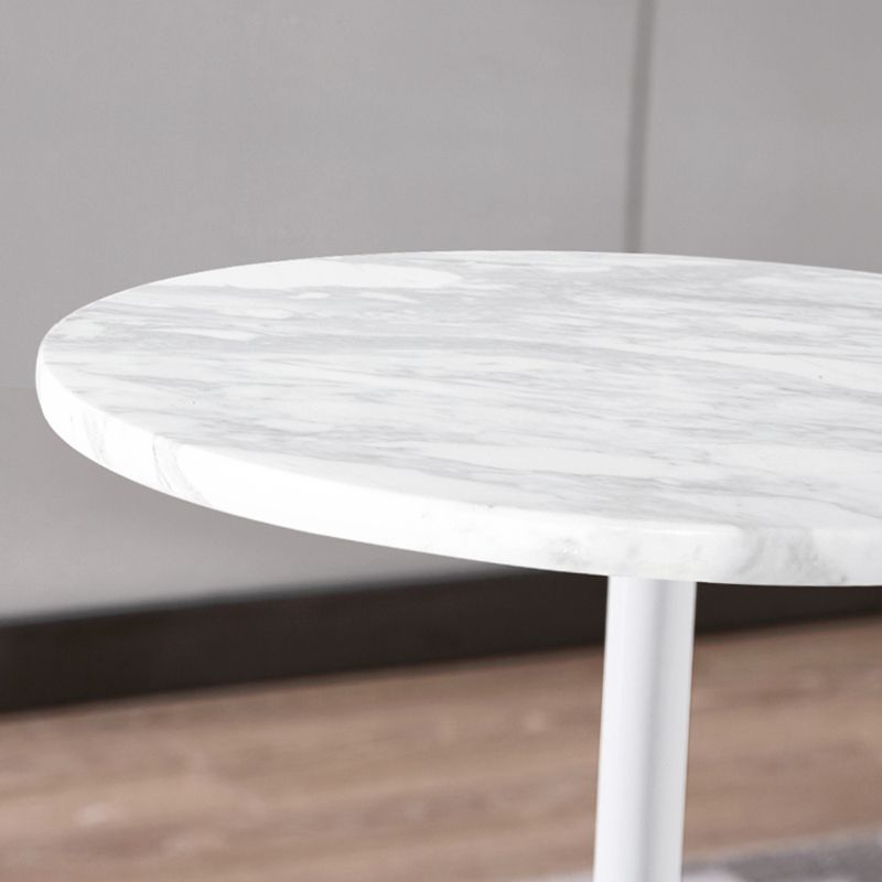 Modern Marble Pedestal End Slide Table White Round Corner Table