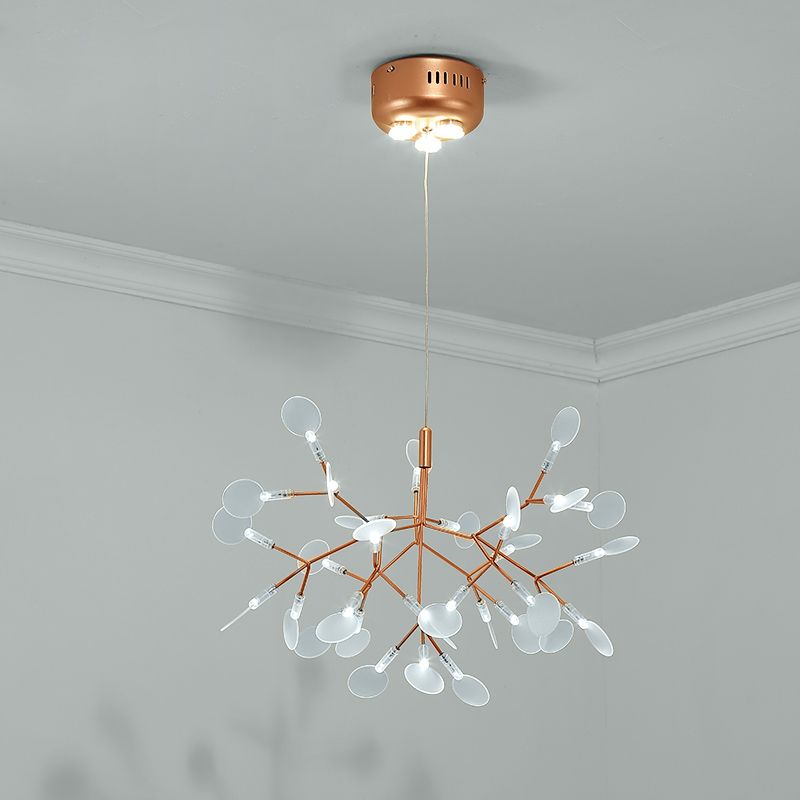Designer Heracleum Chandelier Acrylic Living Room LED Pendant Light Fixture in Bronze