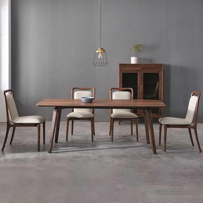 Contemporary Dark Brown Rectangular Wooden Dining Table with 4 Foot