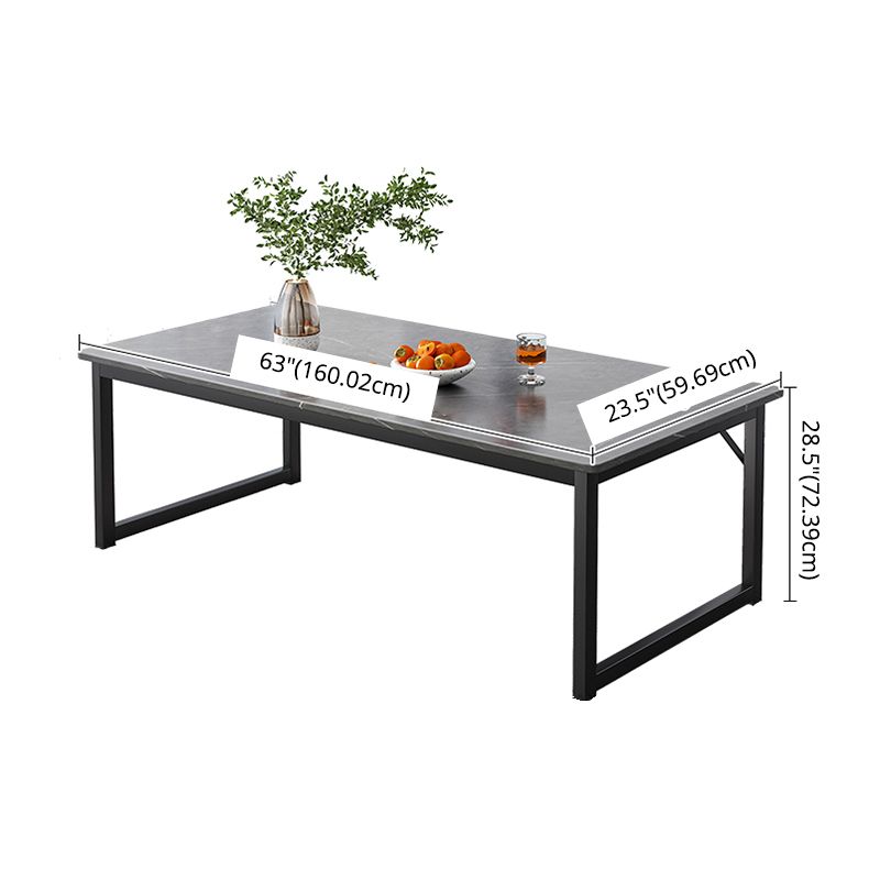 Modern Style Kitchen Rectangle Shape Dining Set Sintered Stone Standard Dining Set in Black