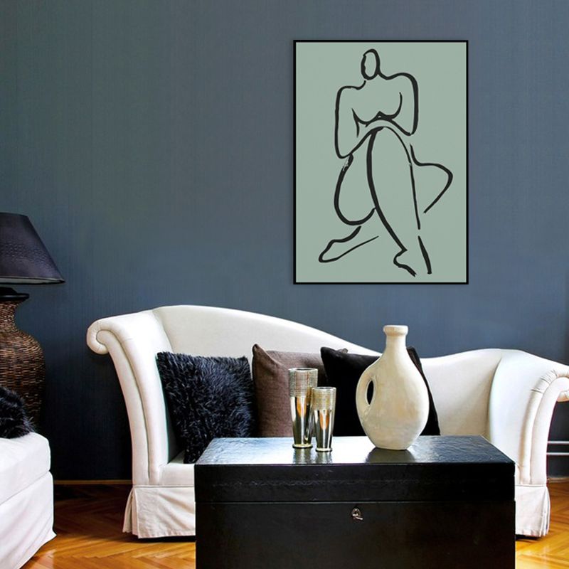 Pastel Line Figure Sketch Canvas Textured Minimalist Sitting Room Wall Art Print