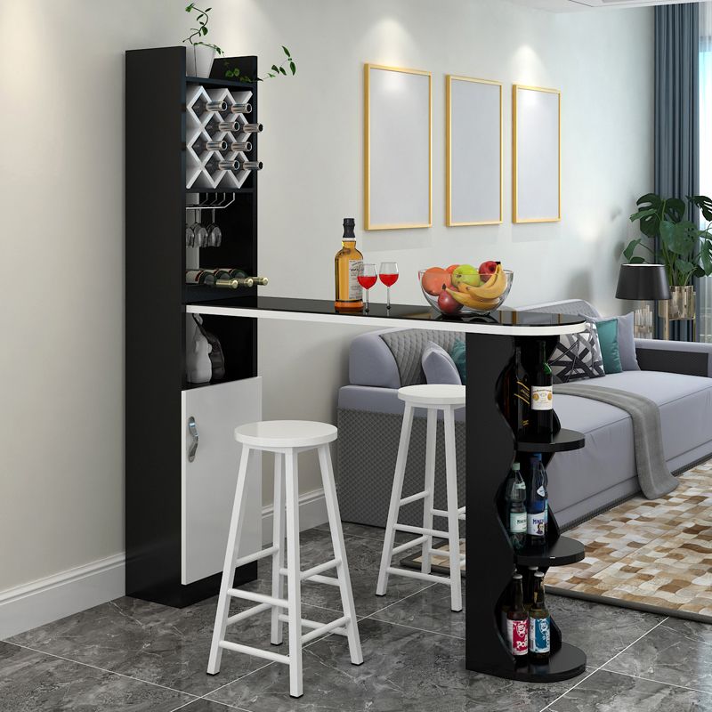 3 Pieces Bar Stool and Table Set, Contemporary and Oval for Living Room