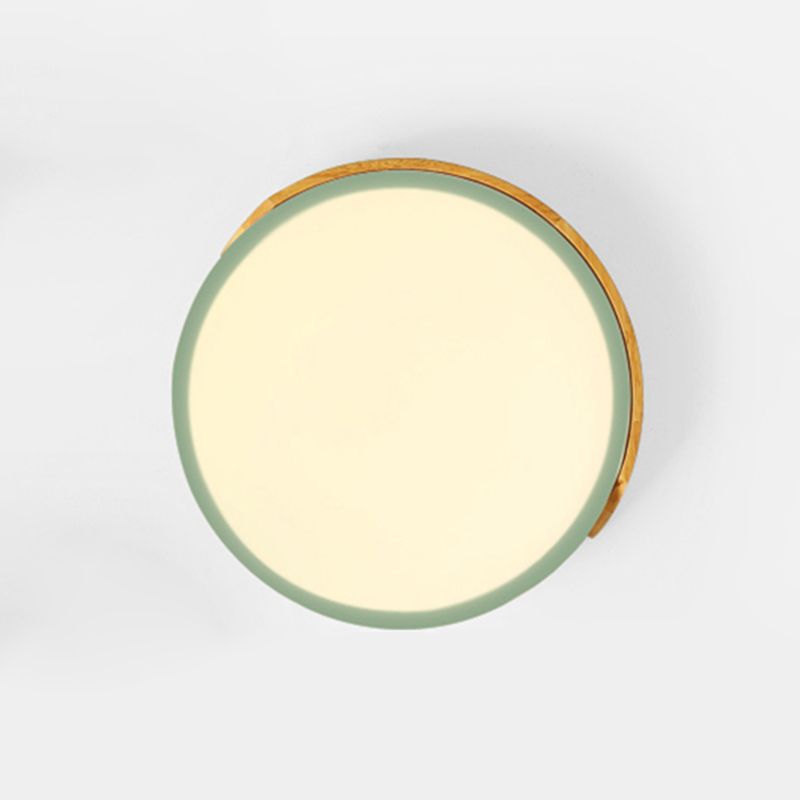 Round Shape LED Ceiling Lamp Macaroon Modern Style Iron 1 Light Flush Mount for Bedroom